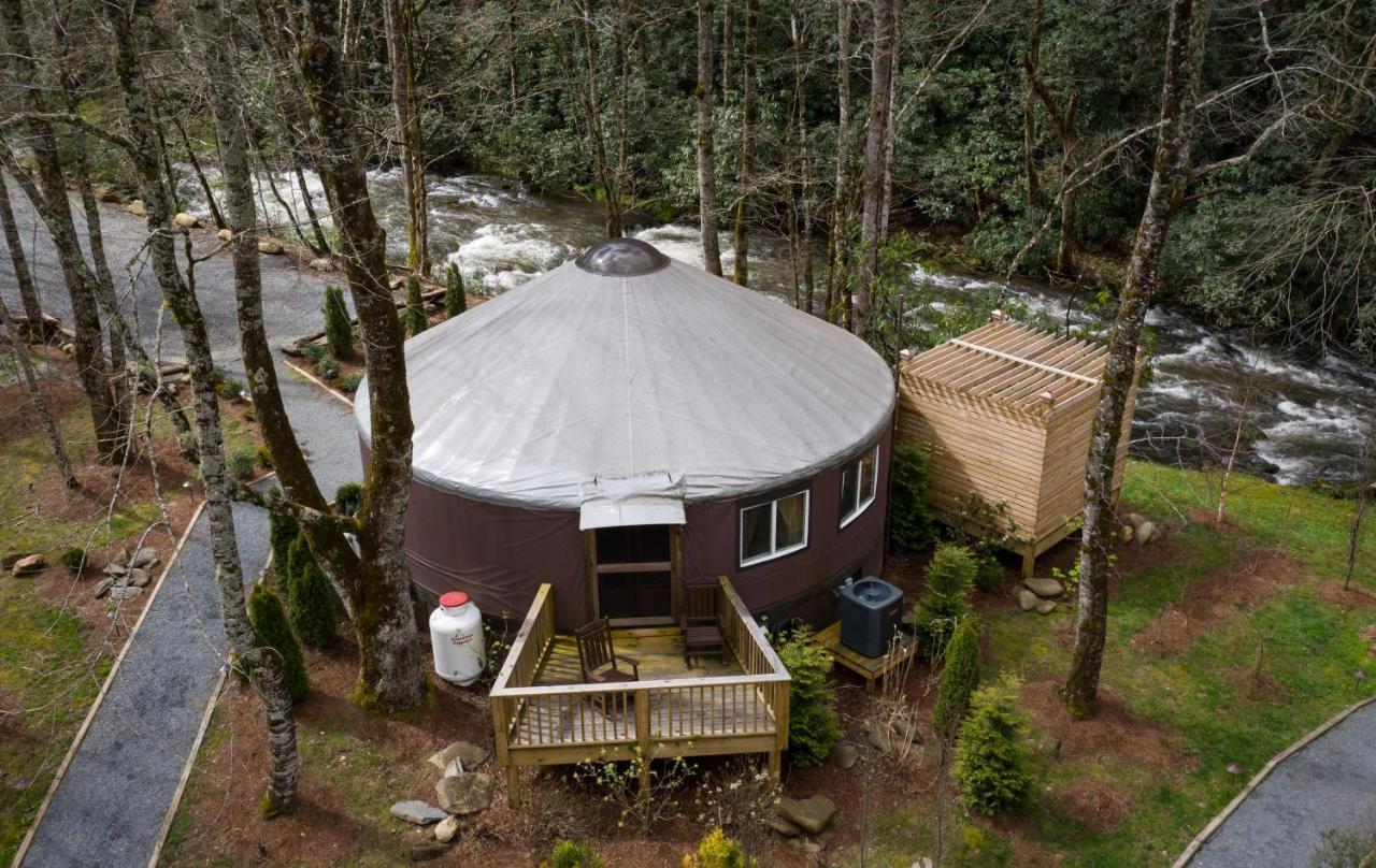Tranquil Haven Luxy Yurt - Creekside Glamping With Private Hot Tub Villa Topton Ngoại thất bức ảnh