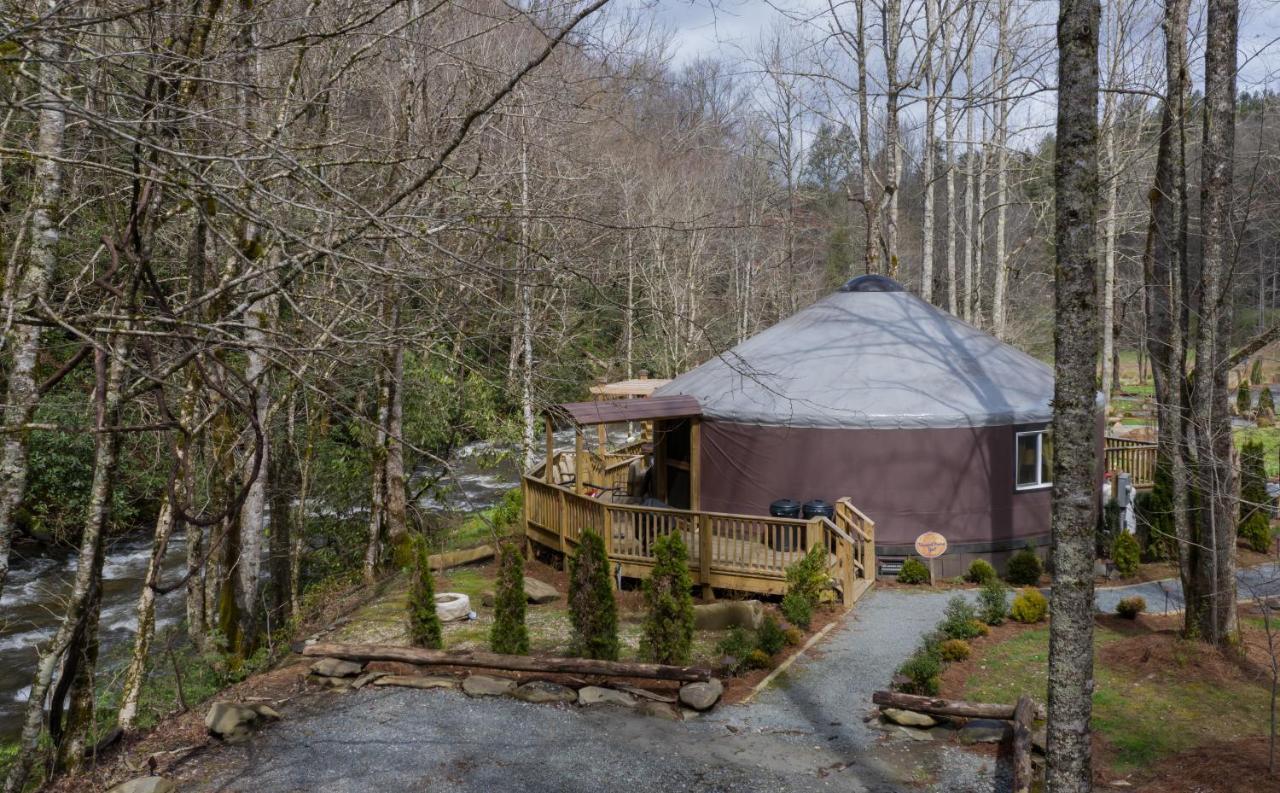 Tranquil Haven Luxy Yurt - Creekside Glamping With Private Hot Tub Villa Topton Ngoại thất bức ảnh